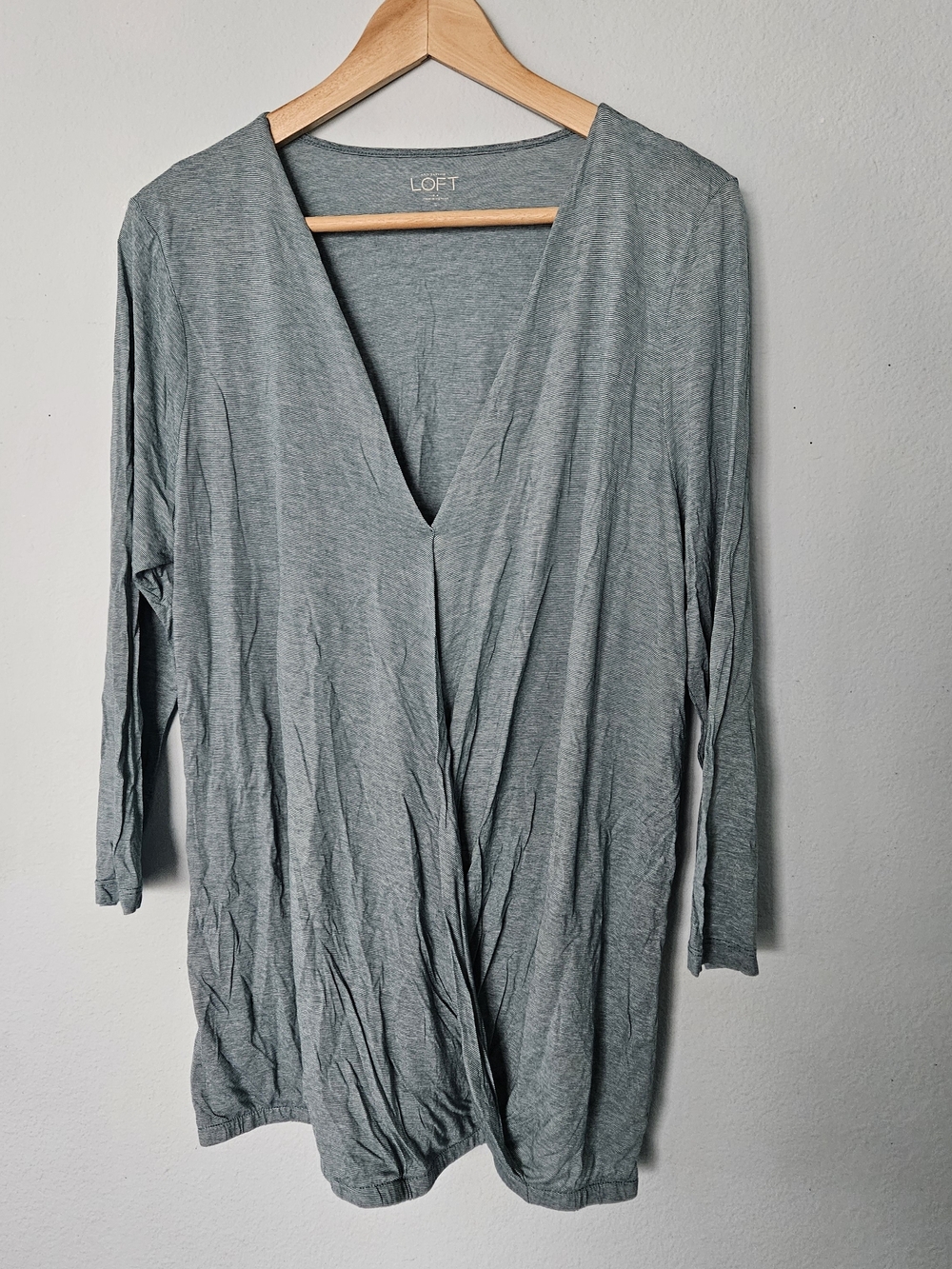 LOFT Lightweight Wrap-Style Top in Heather Sage